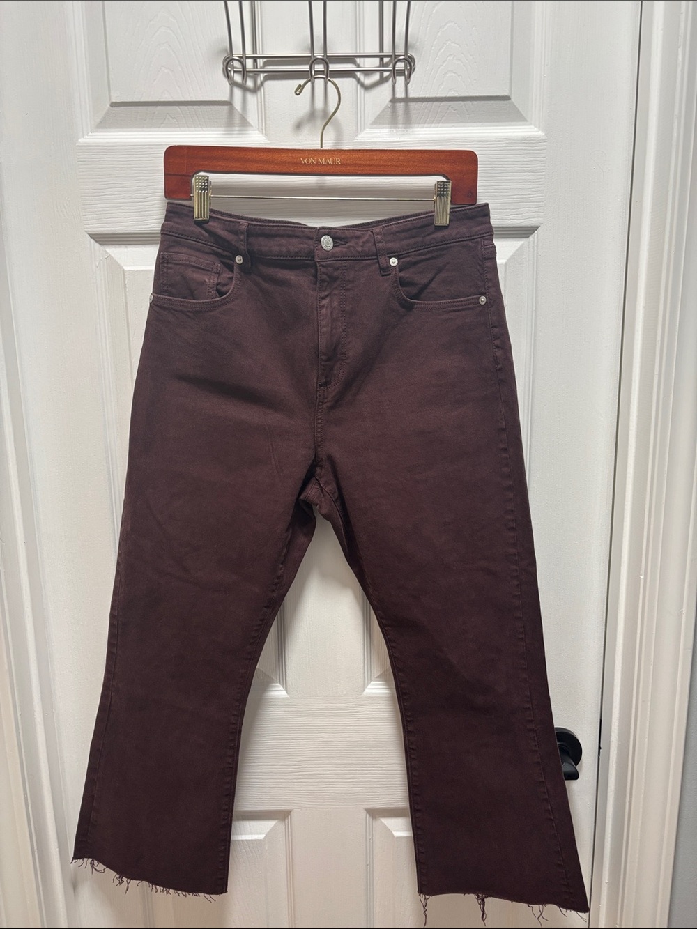 LOFT Kick Crop Jeans Brown Raisin 10